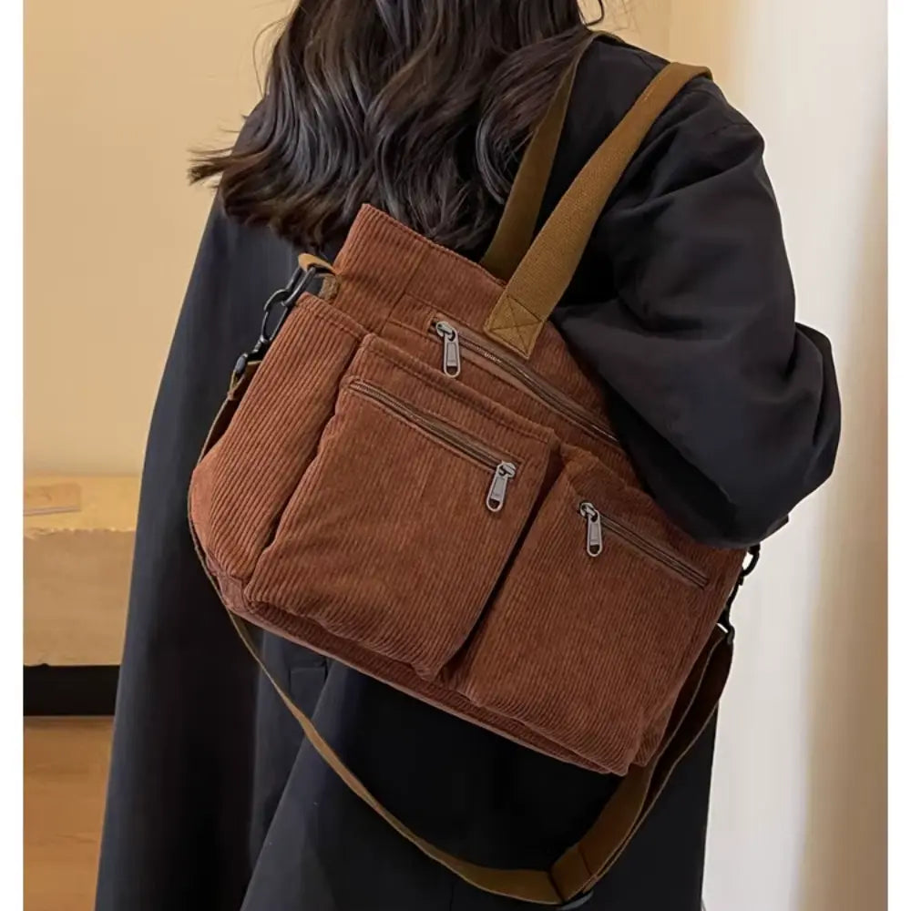 Sac bandoulière multi-poches – Grande capacité & style quotidien