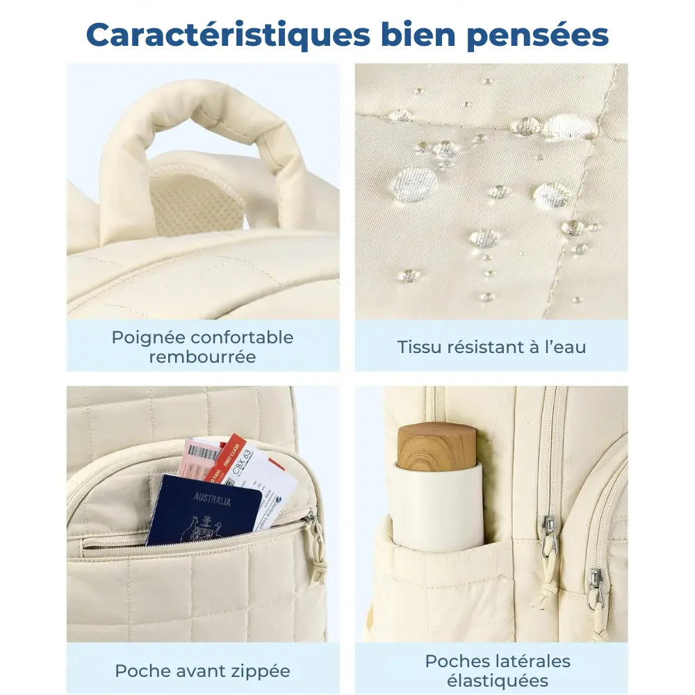 Sac à Dos Laptop Matellassé – Imperméable, Léger & 15,6"