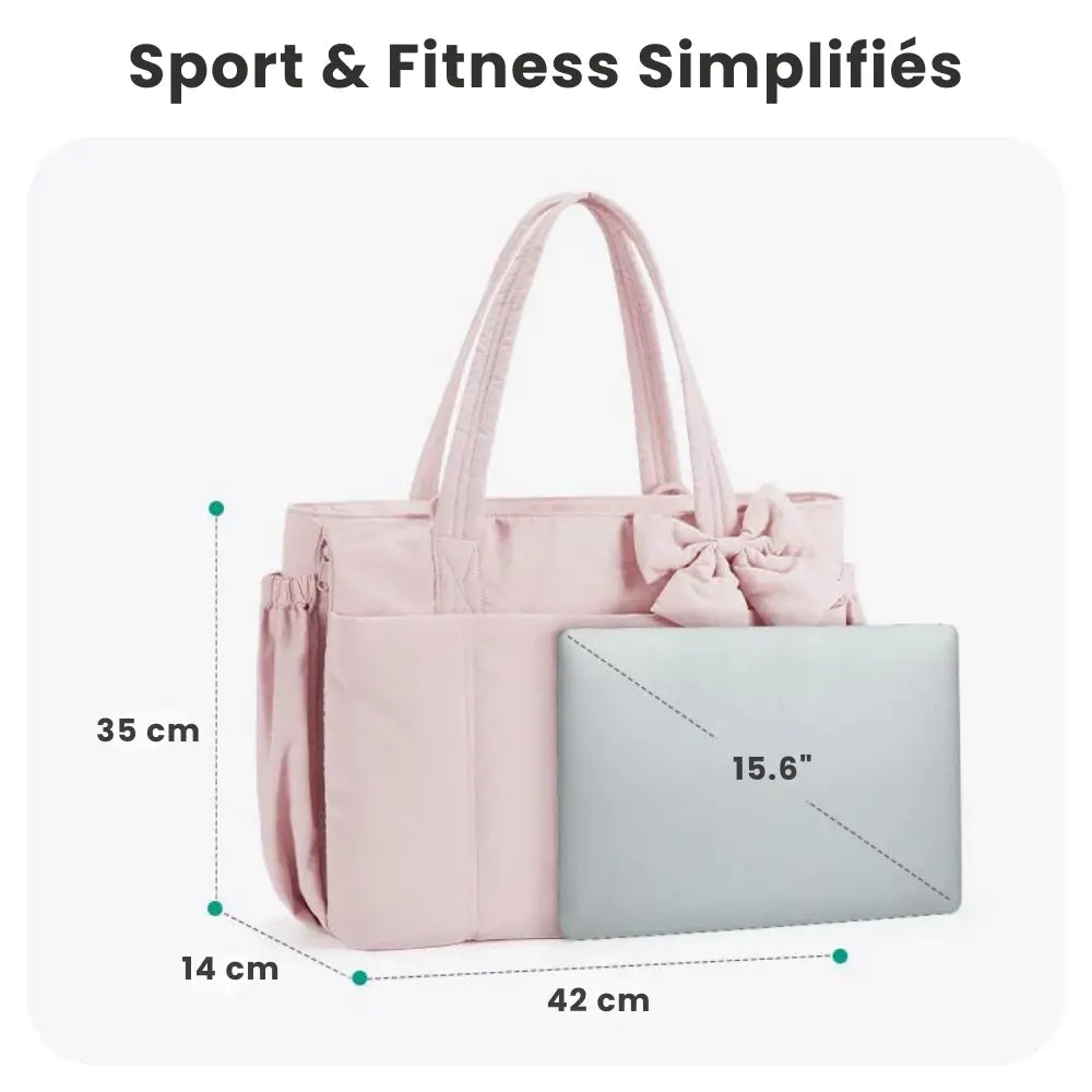 Sac Tote Femme Puffy – 23L, Léger, Multi-compartiments & Nœud Amovible