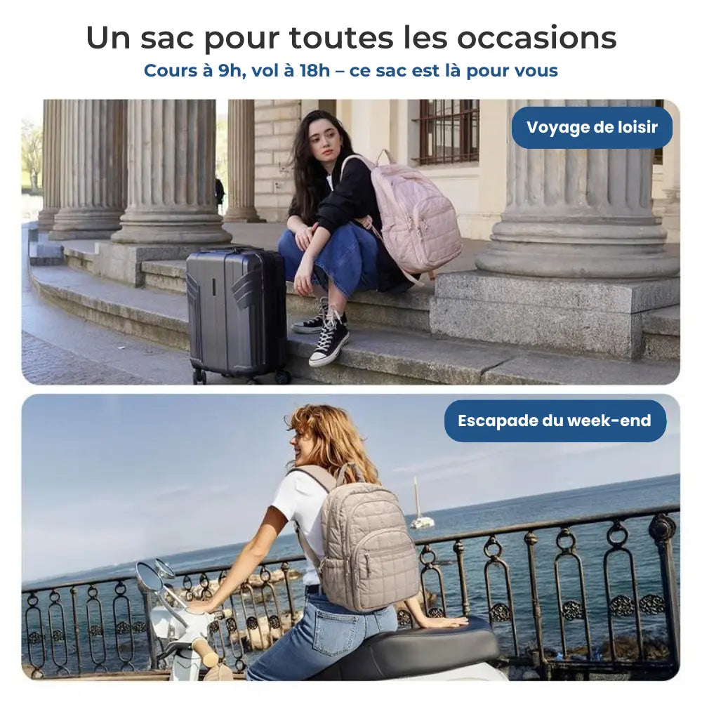 Sac à Dos Laptop Matellassé – Imperméable, Léger & 15,6"