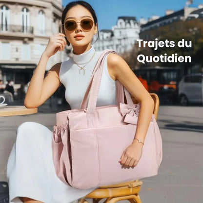 Sac Tote Femme Puffy – 23L, Léger, Multi-compartiments & Nœud Amovible