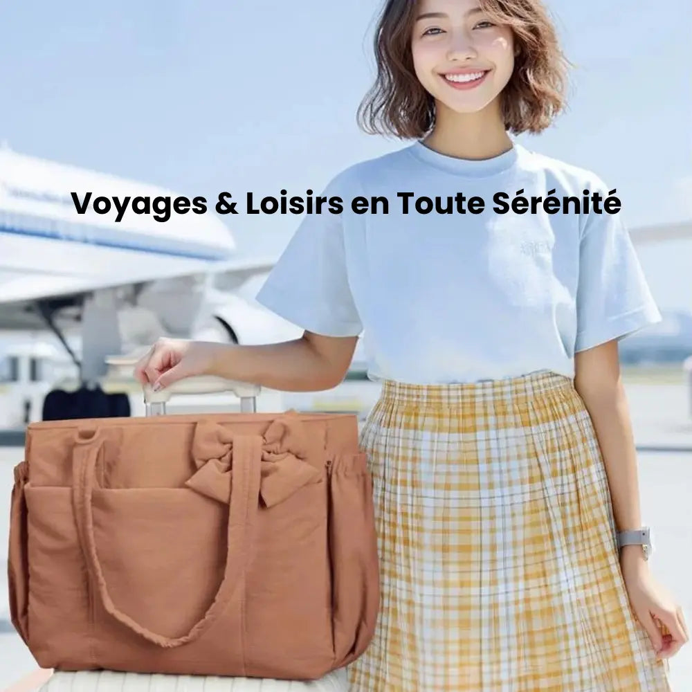 Sac Tote Femme Puffy – 23L, Léger, Multi-compartiments & Nœud Amovible