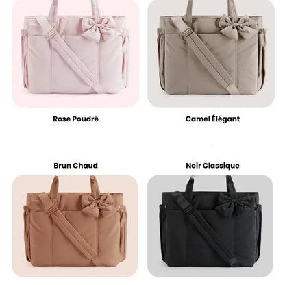 Sac Tote Femme Puffy – 23L, Léger, Multi-compartiments & Nœud Amovible