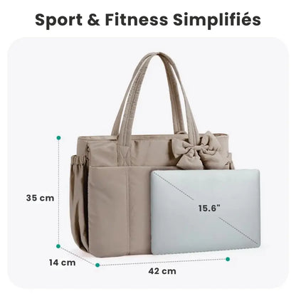 Sac Tote Femme Puffy – 23L, Léger, Multi-compartiments & Nœud Amovible
