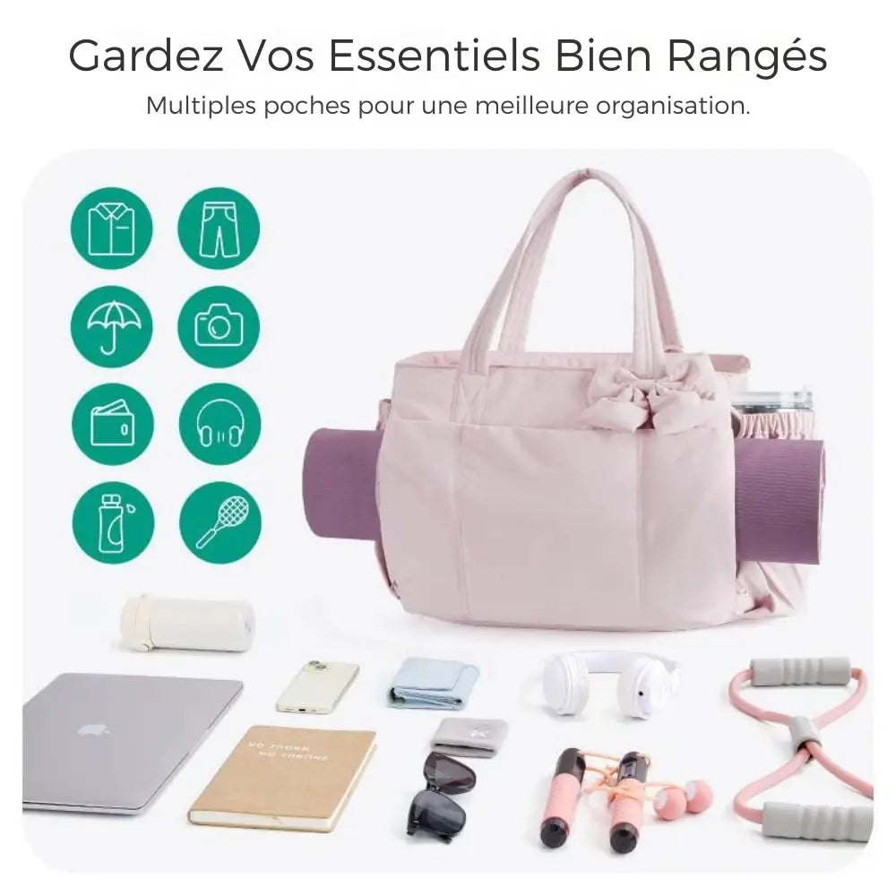 Sac Tote Femme Puffy – 23L, Léger, Multi-compartiments & Nœud Amovible